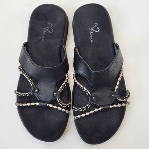 Aerosoles Cushioned Black/Silver Sandals